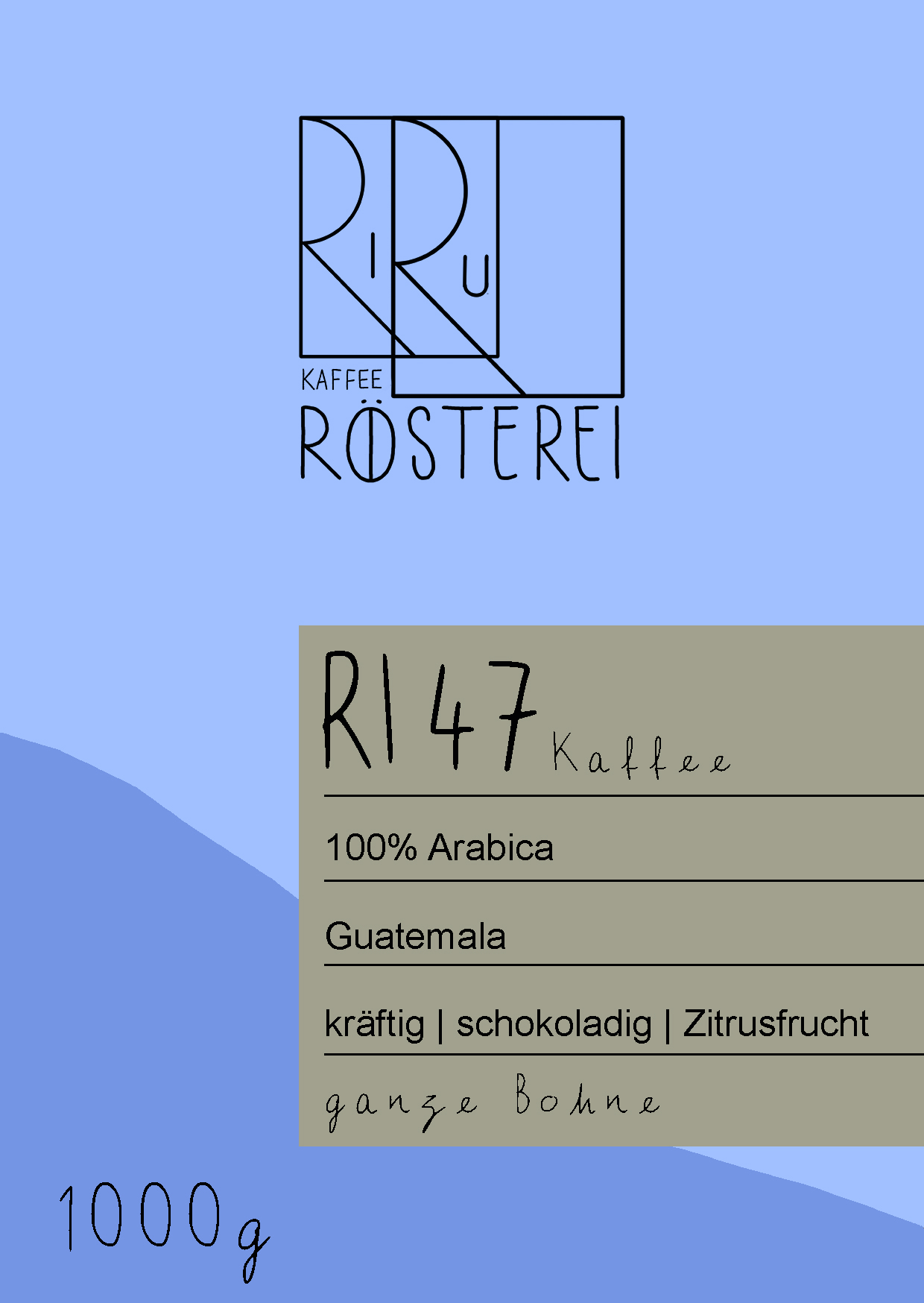 RI47_1000g_Vorderseite_ganzeBohne.jpg RI47 Kaffee - 100% Arabica